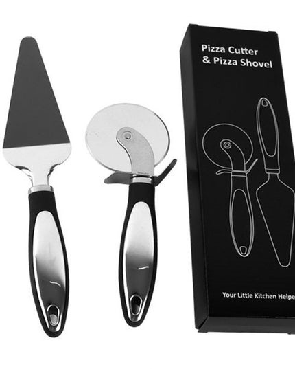 Feliator si Lopatica pentru Pizza, din 2 ustensile, Otel Inoxidabil, Maner Antiderapant