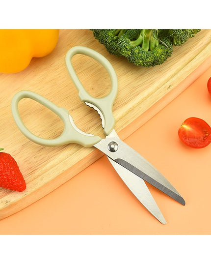 foarfeca pentru bucatarie curatator legume tip suport, multifunctional, spargator nuci, material ABS si otel inoxidabil, maner ergonomic