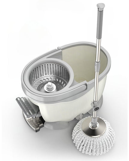 Galeata cu Pedala si Mop Rotativ 360°, Cu Actiune Centrifuga x4, Pentru Uz Casnic, Maner din Otel Inoxidabil Telescopic, 2 Capte din Bumbac
