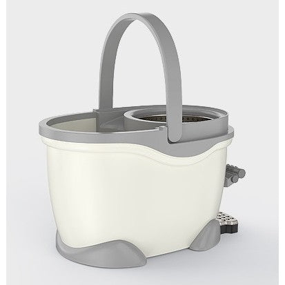 Galeata cu Pedala si Mop Rotativ 360°, Cu Actiune Centrifuga x4, Pentru Uz Casnic, Maner din Otel Inoxidabil Telescopic, 2 Capte din Bumbac