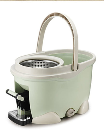 Galeata cu Pedala si Mop Rotativ 360°, Cu Actiune Centrifuga x4, Pentru Uz Casnic, Maner din Otel Inoxidabil Telescopic, 2 Capte din Bumbac