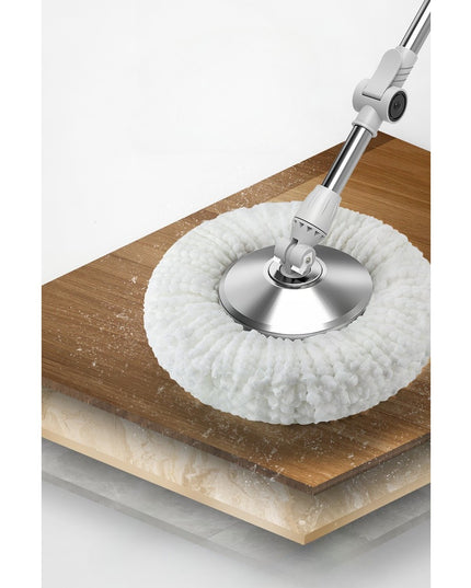 Galeata cu Pedala si Mop Rotativ 360°, Cu Actiune Centrifuga x4, Pentru Uz Casnic, Maner din Otel Inoxidabil Telescopic, 2 Capte din Bumbac