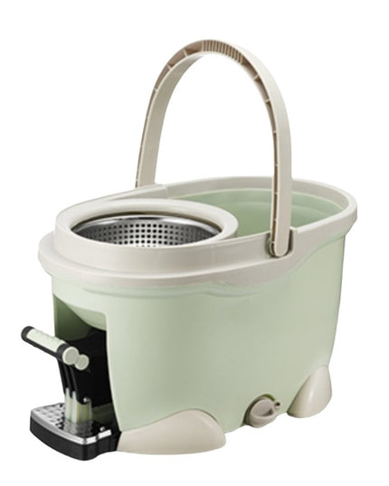 Galeata cu Pedala si Mop Rotativ 360°, Cu Actiune Centrifuga x4, Pentru Uz Casnic, Maner din Otel Inoxidabil Telescopic, 2 Capte din Bumbac