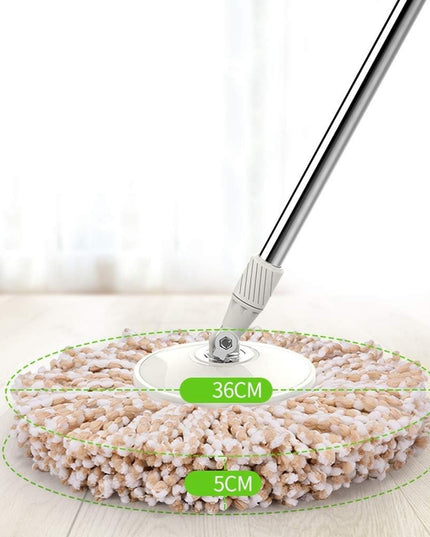 Galeata si Mop Rotativ 360°, Cu Dubla Actiune Centrifuga, Pentru Uz Casnic, Maner din Otel Inoxidabil Telescopic, 2 Capte din Bumbac