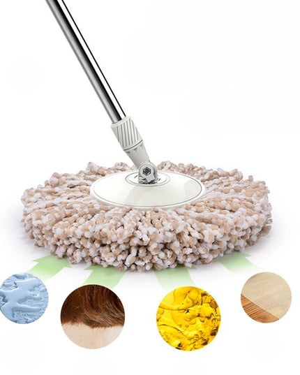 Galeata si Mop Rotativ 360°, Cu Dubla Actiune Centrifuga, Pentru Uz Casnic, Maner din Otel Inoxidabil Telescopic, 2 Capte din Bumbac