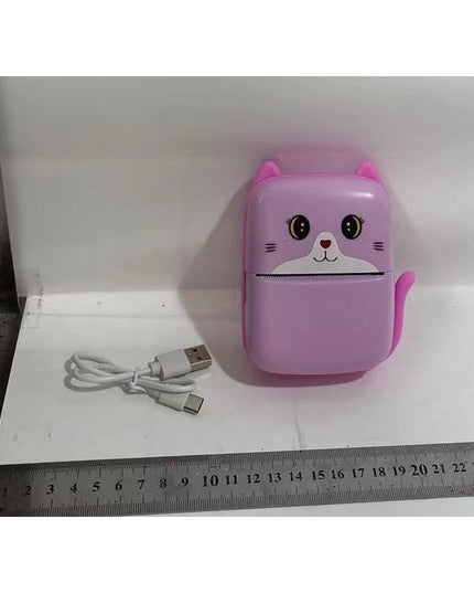 Set Mini Imprimanta Foto Portabila, Include: 1x Set de Markere, 5x Role de Hartie Termica, 5x Role Hartie Adeziva, Incarcare USB, Bluetooth, Print - , Model Pisicuta