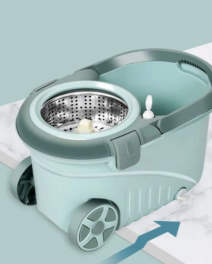 mop rotativ cu galeata material plastic si microfibra, o rezerva inclusa, rezistent, cu dop scurgere, vas detasabil, orificiu pentru solutie, pentru interior, capacitate 8 l