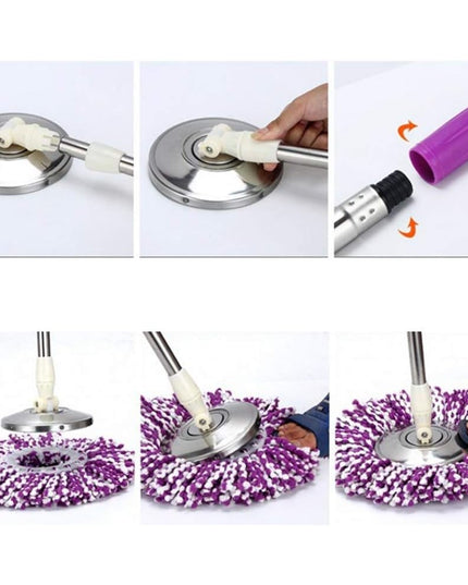 mop rotativ cu galeata material plastic si microfibra, rezistent, cu dop scurgere, vas detasabil, pentru interior, capacitate 8 l