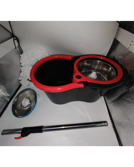 mop rotativ cu galeata material plastic si microfibra, rezistent, cu dop scurgere, vas detasabil, pentru interior, capacitate 8 l