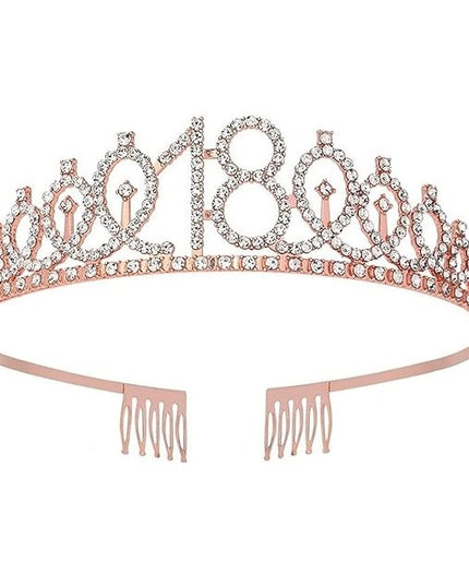 2 Piese pentru Majorat,Coronita Printesa Rose si Panglica 18&Fabulous