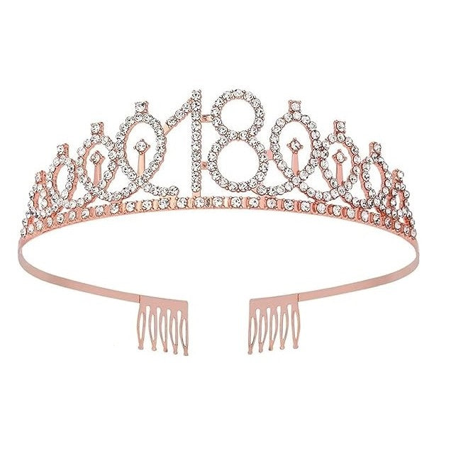 2 Piese pentru Majorat,Coronita Printesa Rose si Panglica 18&Fabulous