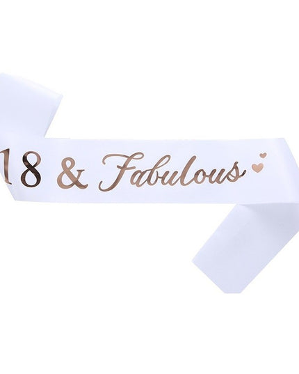 2 Piese pentru Majorat,Coronita Printesa Rose si Panglica 18&Fabulous