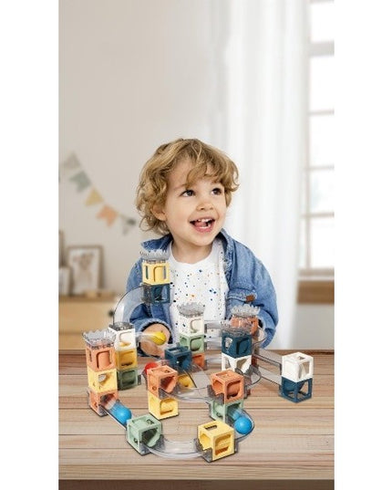 Set piese magnetice de constructie, Cu tobogane si bile, 23 piese