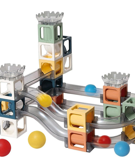 Set piese magnetice de constructie, Cu tobogane si bile, 41 piese