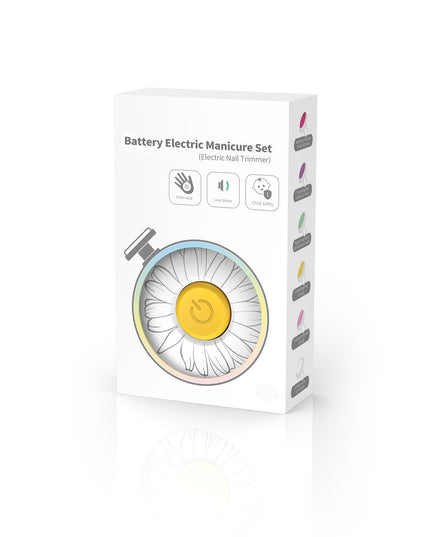 Set Pila Electrica pentru Copii si Bebelusi, ABS, Incarcare USB, Model cu Flori, 6 Accesorii, cu Lumina LED