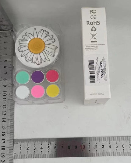 Set Pila Electrica pentru Copii si Bebelusi, ABS, Incarcare USB, Model cu Flori, 6 Accesorii, cu Lumina LED