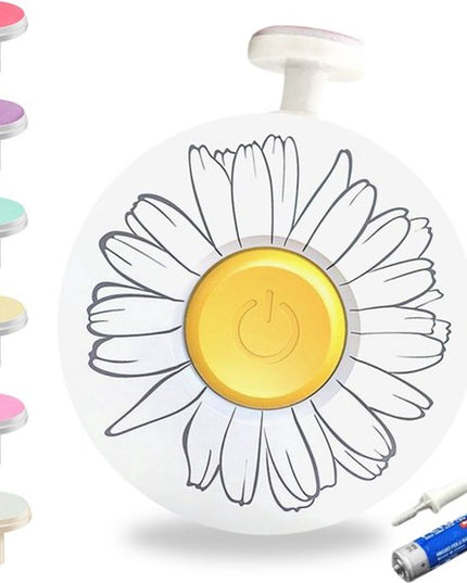 Set Pila Electrica pentru Copii si Bebelusi, ABS, Incarcare USB, Model cu Flori, 6 Accesorii, cu Lumina LED
