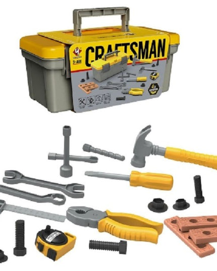 Trusa Scule si Unelte de Jucarie pentru Copii, 19 Piese Material Plastic, Interactiv, +3 Ani, 27.5x15.5x13 cm, /