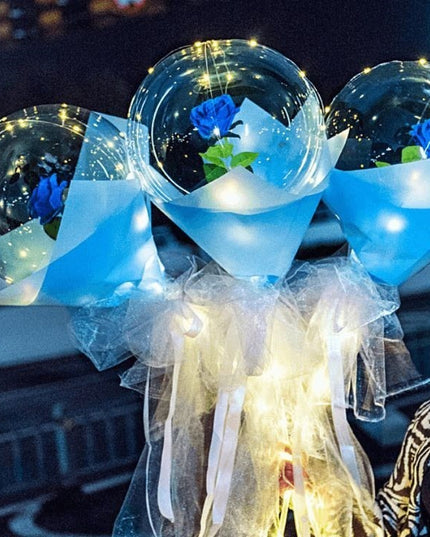 Trandafir in Balon LED cu Lumini, Tip Buchet, Diametru