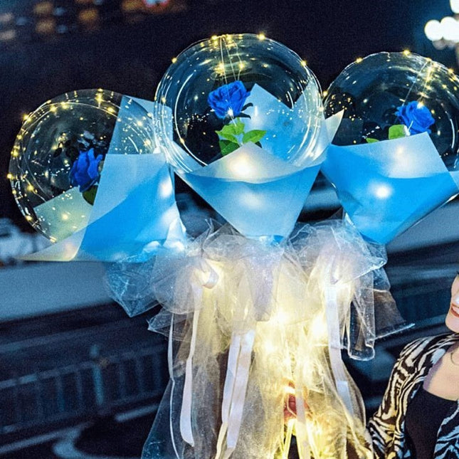 Trandafir in Balon LED cu Lumini, Tip Buchet, Diametru