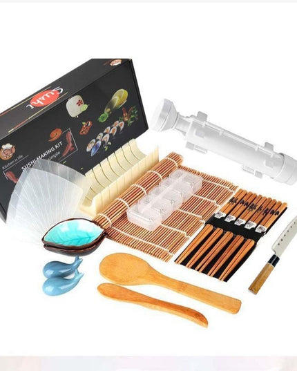 Ustensile pentru Sushi, din 19 Accesorii pentru Sushi, pentru Sushi HOME MADE, Cutit Inclus, Forme, Betisoare
