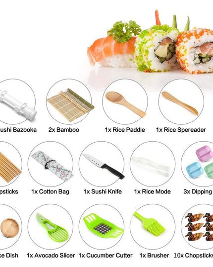 Ustensile pentru Sushi, din 31 Accesorii pentru Sushi, pentru Sushi HOME MADE, Cutit Inclus, Forme, Betisoare