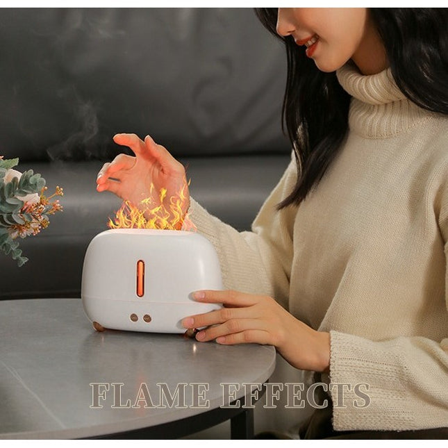 Umidificator de tip flacara, cu aromaterapie, 7 culori, 250 ml