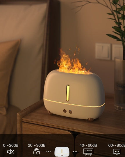 Umidificator de tip flacara, cu aromaterapie, 7 culori, 250 ml