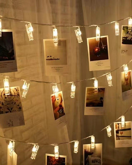 Ghirlanda Luminoasa cu 10 Clipsuri pentru Poze,cu Baterii si Telecomanda, 8 Programe, Fir