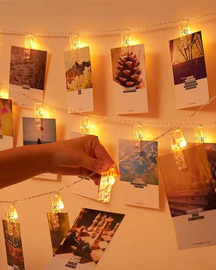 Ghirlanda Luminoasa cu 10 Clipsuri pentru Poze,cu Baterii si Telecomanda, 8 Programe, Fir