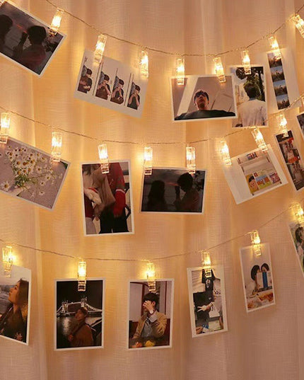 Ghirlanda Luminoasa cu 10 Clipsuri pentru Poze,cu Baterii si Telecomanda, 8 Programe, Fir