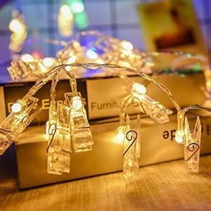 Ghirlanda Luminoasa cu 10 Clipsuri pentru Poze,cu Baterii si Telecomanda, 8 Programe, Fir