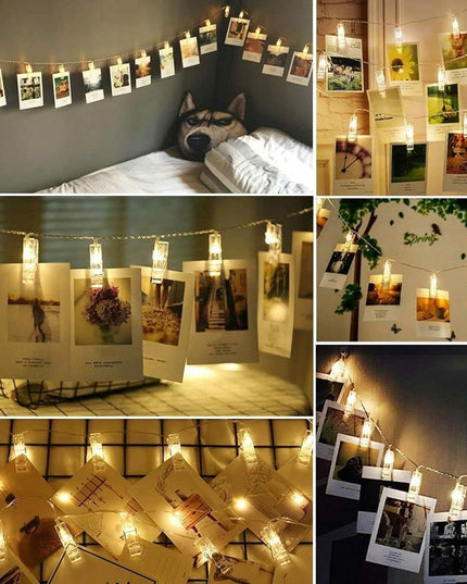 Ghirlanda Luminoasa cu 10 Clipsuri pentru Poze,cu Baterii si Telecomanda, 8 Programe, Fir