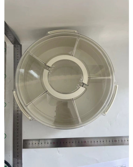 de Depozitare pentru Alimente, cu 6 Compartimente, pentru Condimente, Fructe, Legume, cu Manere de Prindere, Rotativa 360 de Grade, Inchidere Ermetica,Alba