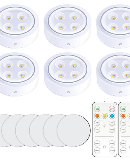 Set de 6 Lampi Led Fara Fir, Cu Baterii, 3 Culori de Lumina, cu 2 Telecomenzi, din Plastic