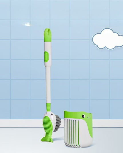 Perie de Toaleta, cu Suport de Perete, Recipient Detergent, 2 Tipuri de Perii, Model Balena