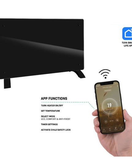 Convector Electric, Flippry, 2000W, Wi-Fi, Termostat, afisaj LED, Touch Screen, Control din Telefon