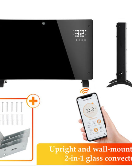 Convector Electric, Flippry, 2000W, Wi-Fi, Termostat, afisaj LED, Touch Screen, Control din Telefon