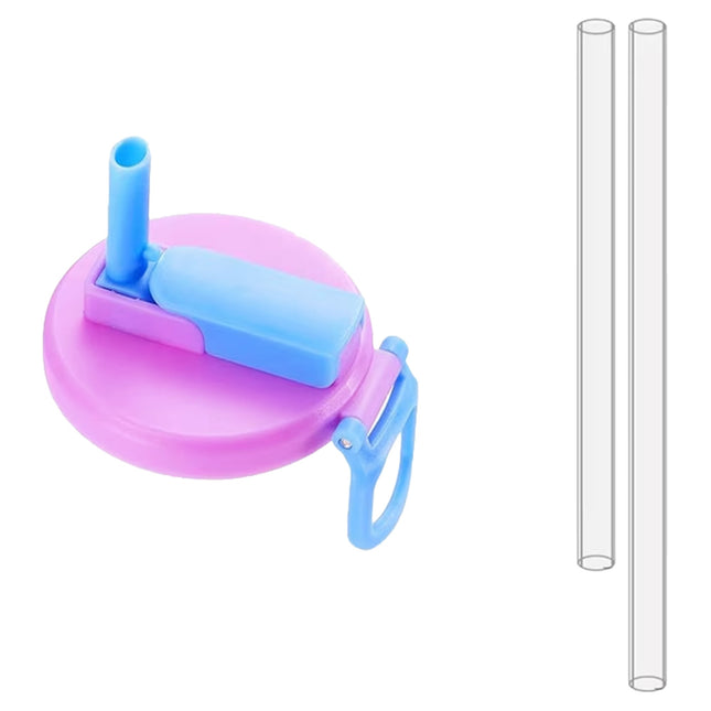 Capac Anti Varsare pentru Doze, Model cu Pai , Reutilizabil, din Plastic, cu Maner Transportabil, 5.4 cm, Rozov