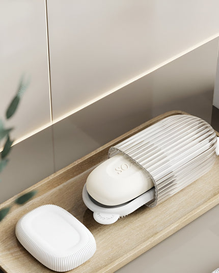 Sapuniera de Calatorie, Suport pentru Sapun cu Scurgere a Apei, Recipient cu Capac Depozitare, Savoniera pentru Baie