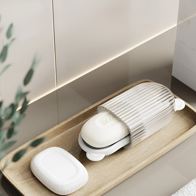 Sapuniera de Calatorie, Suport pentru Sapun cu Scurgere a Apei, Recipient cu Capac Depozitare, Savoniera pentru Baie