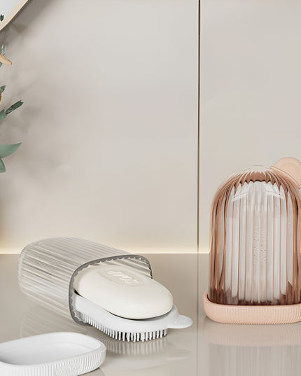 Sapuniera de Calatorie, Suport pentru Sapun cu Scurgere a Apei, Recipient cu Capac Depozitare, Savoniera pentru Baie