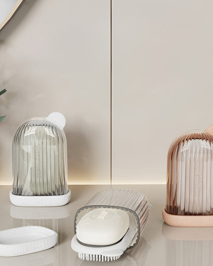 Sapuniera de Calatorie, Suport pentru Sapun cu Scurgere a Apei, Recipient cu Capac Depozitare, Savoniera pentru Baie