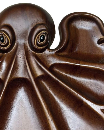 Platou pentru Servire, in Forma de Caracatita, 8 Compartimente pentru Mezeluri Branzeturi Snacksuri, Design Artistic, din Lemn Masiv