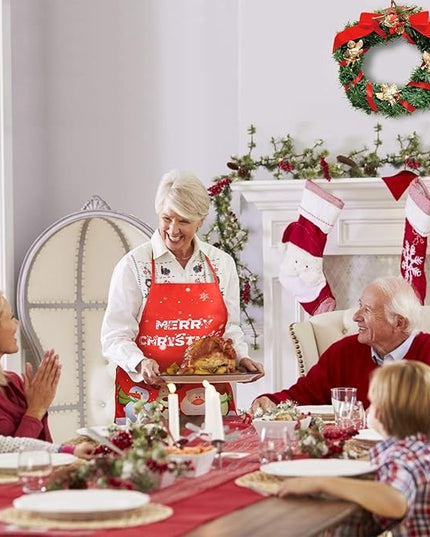 Sort de Bucatarie Decorativ, Tema Craciun,Model Merry Christmas, din Poliester