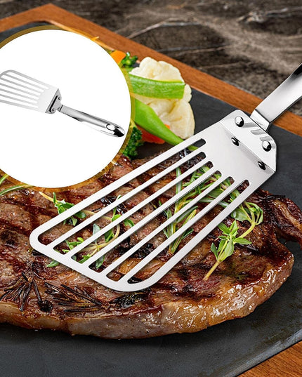 Spatula flexibila Fish Turner, din otel, durabila, cu margini subtiri pentru taiere, pentru carne, oua, peste, multifunctionala