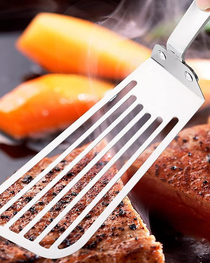 Spatula flexibila Fish Turner, din otel, durabila, cu margini subtiri pentru taiere, pentru carne, oua, peste, multifunctionala
