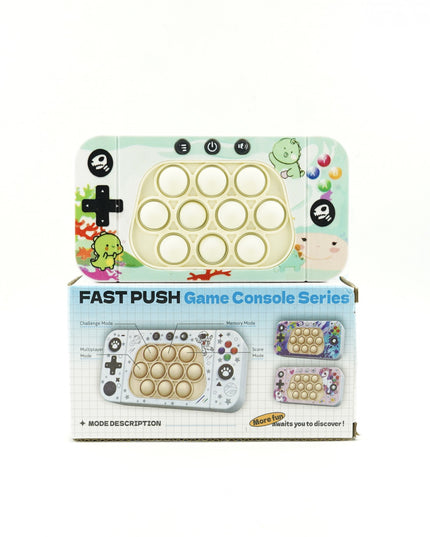 Jucarie interactiva tip consola pentru copii speed push whack-a-mole, joc de viteza pop it, material ABS/silicon, cu nivele, sunete si lumini, 15.5 x 7.6 x 5.3 cm, model dinozaur