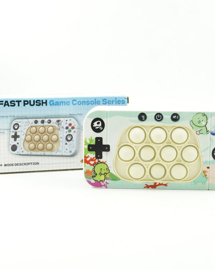 Jucarie interactiva tip consola pentru copii speed push whack-a-mole, joc de viteza pop it, material ABS/silicon, cu nivele, sunete si lumini, 15.5 x 7.6 x 5.3 cm, model dinozaur