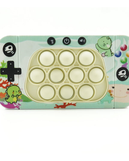 Jucarie interactiva tip consola pentru copii speed push whack-a-mole, joc de viteza pop it, material ABS/silicon, cu nivele, sunete si lumini, 15.5 x 7.6 x 5.3 cm, model dinozaur